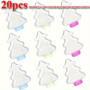 TEMU 크리스마스 트리 플라스틱 병 컬러 샌드 소원 병 20개입, 새로운 130ml 크리스마스 트리 플라스틱 병, 포장용 투명 용기, 크리스마스 선물 상자, 창의적인 투명 플라스틱 장식.