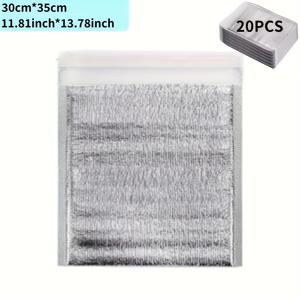 TEMU 20개 재사용 가능 단열 피자 배달 가방 | 알루미늄 금속 방수 보온 가방 (식료품, 도시락, 캠핑, 피크닉 & 상업용 식품 운반용) - 음식 유지 온도, 비식품 접촉, 크리스마스/할로윈/새해/태국 선물로 적합