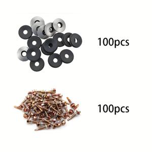 TEMU 200개 헤비듀티 헥스 셀프 태핑 스크류 - 아연 코팅 금속/플라스틱 구조, 방수 및 녹방지 야외 지붕용 나사, 4.8mm x 25mm 풀 스레드 헥스 헤드 컴포짓 가스켓 & 드릴 테일 포함 (전처리 필요 없음), 지붕/타일 설치용, 크로스드라이브 디자인, 내구성 강화, 홈 인테리어 및 건설 전문가용