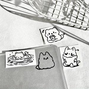 TEMU 4개 귀여운 고양이 만화 3D 메탈릭 스티커 세트 - 방수 장식 데칼, 휴대폰, 노트북 및 하드 서피스용, 평면 & 매끄러운 메탈릭 마감, 내구성 있고 쉽게 붙이는, 귀여운 스티커, 랩탑 장식, 재미있는 디자인, 고품질 인쇄