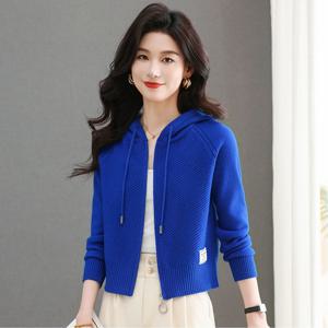 TEMU 여성용 우아한 후드 가디건 - 시크한 스웨터 재킷, 긴 소매 오픈 프론트 가을/겨울용, 사무실, 파티, 일상복 - 여성 패션 아우터웨어, 가을 레이어링 피스, 매끈한 원단 구조|가디건