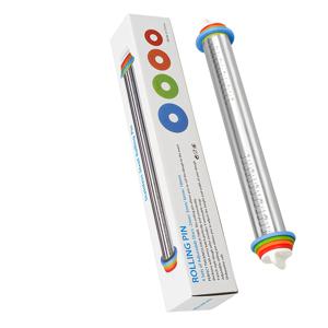 TEMU 17인치 헤비듀티 스테인리스강 조절식 두께 롤링핀 - 사용자친화적인 손잡이 & 측정눈금, 304 등급 도우 롤러 (베이킹/페이스트리/파이 크러스트/피자) - 크리스마스,추수감사절,부활절,할로윈,하누카를 위한 제빵 도구