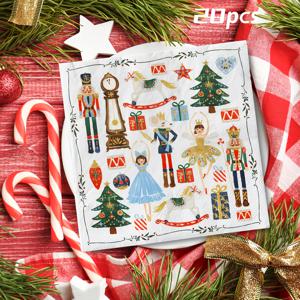 TEMU 20/40개 수채화 크리스마스 견과류 분쇄기 & 트리 디자인 종이 냅킨 - 2겹 축제 식기, 크리스마스, 새해 및 일반 축하 행사용, 파티, 디저트 및 장식에 적합, 크리스마스 장식 할로윈 & 크리스마스