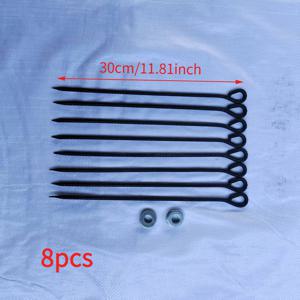 TEMU 내구성 강화 방청 코팅 철제 페그 - 바람에 강한 두꺼운 야외 스테이크, 날카로운 뾰족한 끝과 넓은 베이스로 텐트, 차양, 온실, 애완동물 울타리용 - 모든 날씨에서 안정적, 눈과 바람에 강함, 쉬운 설치 (흙, 모래, 눈에 이상적) - 내구성 있는 강화 앵커 - 장기간 사용을 위한 방청 코팅 다용도 안전 고정 스테이크 세트