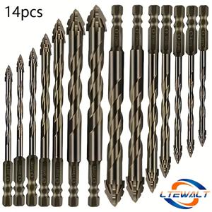 TEMU 14개 카바이드 드릴 비트 세트 - 고효율 및 내마모성 네블레이드 사우토우 엑센트릭 디자인 타일, 세라믹, 유리, 대리석, 콘크리트 및 스테인리스 합금용 - 육각 샹크, 나선형 플루트, 내구성 있는 금속 구조, 타일 드릴링, 세라믹 드릴링, 대리석 드릴링, 스테인리스 드릴링, 엑센트릭 드릴 비트, 내구성 있는 메탈 드릴 비트