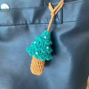 TEMU 핸드니트 미니 크리스마스 트리 파우치 - 레트로 휴대용 포켓 백 (립스틱, 라이터, 소지품용) | 한국 스타일 (일본/한국 라인) 손세탁 가능 (피콕 그린/샤로우 브라운) | 작은 선물용|립스틱