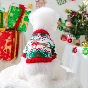 TEMU 크리스마스 말뚝토끼 스웨터 애완동물 옷 크리스마스 시리즈 강아지 고양이 옷 빨간색 초록색 흰색 3색 크리스마스 패턴 스웨터 (말뚝토끼, 크리스마스 트리, 눈꽃 패턴), 넥라인 및 헴 빨간색 골지 엣지, 강아지용 크리스마스 옷, 강아지 옷, 강아지 스웨터, 강아지용 코스튬, 소형견용 니트|강아지옷