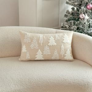 TEMU 1개 크리스마스 트리 베개 커버 - 전통 스타일, 세탁기 사용 가능, 지퍼 잠금, 폴리에스터, 실내 휴일 장식에 이상적, 축제 분위기의 홈 액센트|전통 크리스마스 디자인|지퍼형 베갯잇, 크리스마스 장식