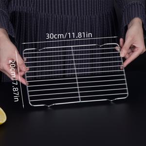 TEMU 상업용 튀김기 바구니 - 튼튼한 스테인리스 스틸 사각 냉각 랙, 통풍 메시 디자인, 균일한 열 분산을 위한 두꺼운 구조