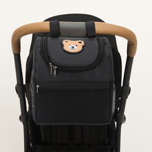 TEMU 1개 블랙 캐리어 행잉 포켓 - 유모차 & 침대 옆 정리함, 다용도 여행용 수납백, 기저귀 액세서리 - 핸즈프리 (유모차, 카시트 호환)