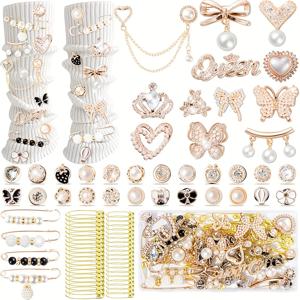 TEMU 35/55/80개 진주 장식 안전핀 (상자 포함), 인조 진주 숄 핀, 여성용 브로치 (스웨터, 스카프, 칼라, 코트 액세서리용), 파티 액세서리, 패션 장식, 우아한 핀, 장식 핀, 고품질 핀