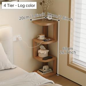 TEMU 1개 공간절약형 코너 침대옆장 - 이동식 선반 포함, 좁은 공간에 적합한 모던 선반, 침대옆, 주방, 욕실용 - 고무나무 영국 스타일 조립형|욕실선반