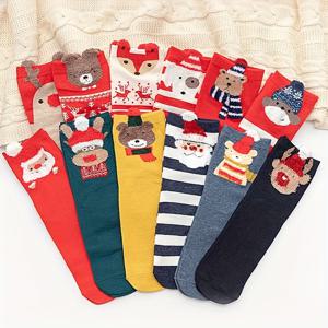 TEMU 4팩 랜덤 여성 양말 - 크리스마스 요소, 동물 캐릭터, 입체 귀, 편안하고 다용도, 크리스마스 선물 추천