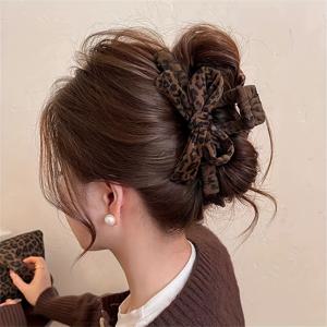 TEMU 1개 빈티지 프린트 헤어 클립 - 엘레강스 레트로 스타일 & 브라운 동물 프린트, 내구성 좋은 플라스틱 헤어핀 여성용, 가을/겨울에 완벽, 다용도 헤어 액세서리, 가을 겨울 헤어피스, 세련된 헤어피스, 안정적인 그립 헤어피스|머리핀