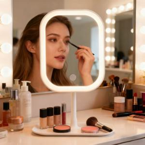 TEMU USB 전원 조명 휴대용 메이크업 거울 - 충전식 배터리, 학생, 기숙사, 가정, 여행용 소형 데스크탑 화장대 거울 - USB 전원 메이크업 거울