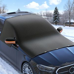 TEMU 자동차 윈드실드 눈 덮개, 프론트 윈드실드 눈 보호 커버. 빠른 눈 제거로 유리 스크래치 방지, 세단/SUV용 범용 핏, 안전한 고정을 위한 5개 자석, 자석 옥스포드 천 눈 덮개. 보관 간편, 겨울철 필수 자동차 보호 도구