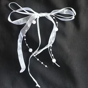 TEMU 12개 우아한 쉬폰 리본 & 비즈 크리스마스 트리 장식 - 반짝이는 비즈가 있는 다층 리본, 전기 불필요, 결혼식, 발렌타인데이, 새해, 겨울 홈 데코용 - 신부 들러리, 파티 머리 장식을 위한 내구성이 뛰어난 행잉 장식품