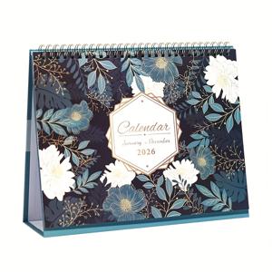 TEMU 2026년 예술적인 데스크 캘린더 - 4-in-1 우아한 플로럴 & 카투스 디자인, 월별 레이아웃이 있는 데일리 플래너, 홈 오피스 & 서재 장식에 적합, 영어, 2026-2027년 캘린더, 데스크 캘린더|달력|달력|캘린더