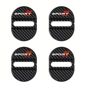 TEMU 4개입 고강도 차량 문 잠금장치 커버 - 소음 감소 및 방음 접착식 잠금 장치 보호대, 스크래치 방지 마감, ABS 재질, 대부분의 차량에 적합, 차량 보안 강화 | 세련된 디자인 | 내구성 플라스틱 커버