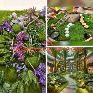 TEMU 대형 리얼리스틱 다크 그린 이끼 - 200cmx50cm/78.74x19.69인치 모조 이끼 및 잎사귀, 실내/야외 조경, 웨딩 통로, 테이블 센터피스, 테라리움, 수족관 생태계용 - 맞춤 절단 및 관리 가능