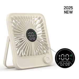 TEMU 스퀘어 미니 무선 휴대용 탁상용 선풍기 디지털 디스플레이 및 집/사무실/여행용 걸이형/세우기 디자인