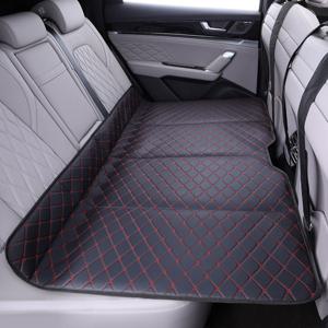 TEMU KISMIS 다기능 럭셔리 카 매트리스 뒷자석 평탄화 확장 차박매트 접이식 확장 보드 여행 캠핑 매트리스 - 여행을 위한 접이식 및 휴대용, 차량의 인테리어 장식을 개선합니다 - SUV & 세단용 휴대용 뒷좌석 여행 매트리스, 블랙 레드 스티칭.