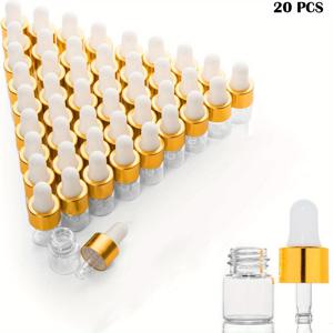 TEMU 20pcs 투명 유리 Dropper 베일 1ml 미니 에센셜 오일 여행용 에센셜 오일 샘플 Dropper 병 향수 화장품 액체