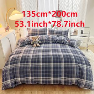 TEMU 3pcs 현대 이불 커버 세트, 격자 무늬 인쇄 침구 세트, 부드럽고 편안하고 피부 친화적 인 이불 커버, 침실 객실 학교 기숙사 (1 * 이불 커버 + 2 * 베갯잇, 코어 없음)