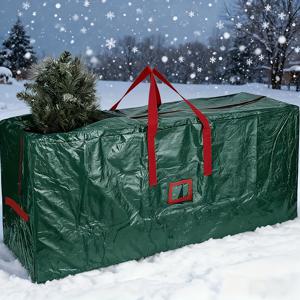 TEMU 초대형 크리스마스 트리 보관 가방 - 최대 8피트 트리용, 내구성 PVC 소재 & 듀얼 지퍼 및 튼튼한 손잡이, 그린