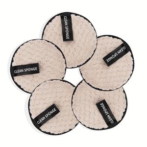 TEMU MAANGE 5팩 중간 사이즈 페이셜 클렌징 & 메이크업 제거 스펀지 - 부드러운 플러시 양면 스펀지, 모든 라이트 베이지 타입에 적합한 순한 비자극성 재사용 가능한 라이트 베이지 친화적 메이크업 리무버 패드, 얼굴용 스펀지, 도구, 우아한 포장, 내구성 있는 소재