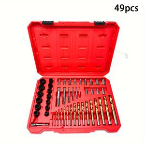 TEMU 나사 및 볼트 추출기 세트 49개, 좌손 드릴 비트 세트, 다중 스플라인 쉬운 해제 도구, 손상된 스트립링 라운드 코너 볼트, 앨런 스크류용