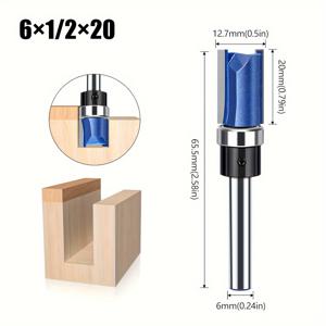 TEMU 1개/4개, 전문가용, 패턴 플러시 트림 라우터 비트, 1/4'' 6mm 샹크 카바이드 템플릿 탑 베어링 플러시 트림 비트, 절단 직경 카바이드 비트, 목재, 밀도 보드, MDF, 칩보드, 스플린트 절단 및 트림용