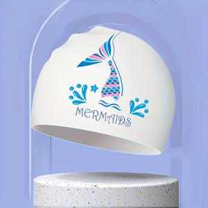 TEMU 1pc 실리콘 수영 모자, 방수 및 미끄럼 방지 수영 모자, 긴 머리/짧은 머리 보호, 수상 스포츠 훈련용