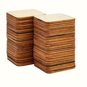 TEMU DIY 공예, 그림, 조각용 50개 2인치 사각 나무 타일 - 사계절용 강황색 나무 블랭크 조각, 둥근 모서리