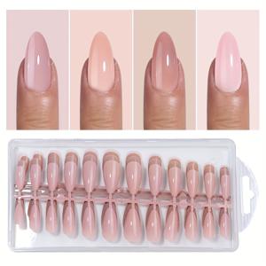 TEMU 96개 벌크 팩 누드 아몬드 손톱 세트, 착용 가능한 사전 디자인된 네일 아트 팁, 살롱 및 DIY 매니큐어용, 접착 탭 및 케이스가 있는 튼튼한 아크릴 프레스 온 네일