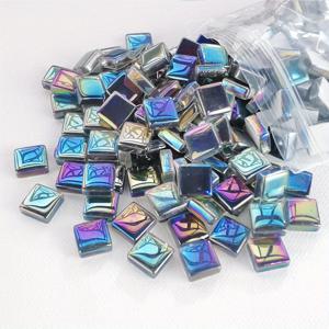 TEMU DIY 공예 및 보석 제작용 150개 회색 무지개 빛 유리 타일, DIY 공예 재료