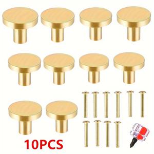 TEMU 10개 골드 서랍 손잡이 [20 * 25mm], 내구성 있는 캐비닛 손잡이, 단일 구멍 문 손잡이, 옷장, 드레서 서랍, 가구 장식용 나사 포함