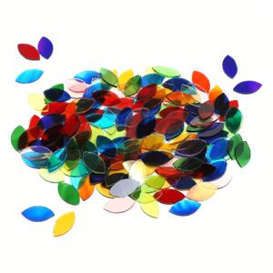 TEMU 100개입 혼합 색상 초박형 투명 잎사귀 유리 타일 (프로젝트용), 터키 램프 공예 재료, DIY 수제 재료