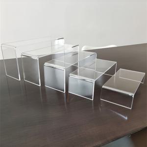 TEMU 아크릴 U자형 신발 거치대 & 전시대 5개 세트 - 내구성 강한 투명 PMMA 레이어드 선반, 소매점 및 전자상거지용 - 공간절약형 신발 지지대, 데스크탑 제품 정리대, 내구성 좋은 모던 스토리지 선반