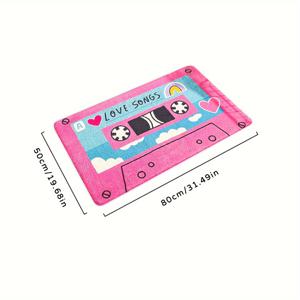 TEMU 1pc 레트로 카세트 테이프 음악 테마 욕실 매트 - 90년대 빈티지 디자인, 하트 & , 욕실, 침실, 거실 장식, 기계 세탁 가능, 침실 장식 | 재미있는 디자인 | 내구성 아크릴, 욕실 러그