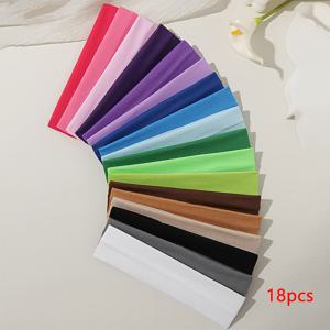 TEMU 18pcs 멀티컬러 미끄럼방지 요가 헤어밴드 & 헤어밴드 - 여성 및 남성용 땀 흡수 헤드랩, 18가지 색상 옵션 (핑크, 블루, 그린, 퍼플, 화이트, 블랙, 브라운, 그레이, 베이지, 터키즈, 네이비, 마룬, 라임, 마젠타, 사이언, 살몬) -