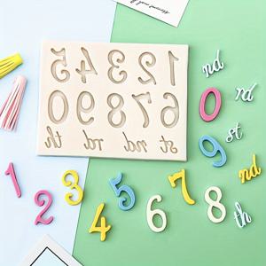 TEMU 사탕, 초콜릿, 레진 공예 및 장식용 다용도 실리콘 숫자 몰드 0-9 - 직사각형 모양