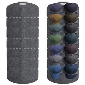 TEMU 벽걸이 야구모자 정리대 - 다중 구획 펠트 모자 보관함, 130cm x 26cm 문/벽 장착형 옷장용 모자 홀더, 내구성 있는 투명한 모자 디스플레이, 롤드 캡 슬롯 | 펠트 소재, 모자 거치대