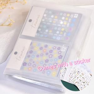 TEMU 80슬롯 네일 아트 스티커 정리함 & 디스플레이 북 - 보너스 디자인 포함 수집 앨범, DIY 네일 장식 도구, 배터리 필요 없음