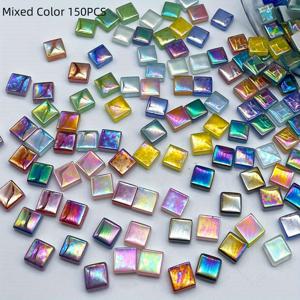 TEMU 150개 혼합 색상 반짝이는 유리 타일, DIY 공예 및 장식용