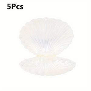 TEMU 5개/개입 조개껍데기 모양 선물 사탕 상자 | 반짝이는 플라스틱, 플립형 뚜껑, 생일, 베이비 샤워, 결혼식 장식용 다용도