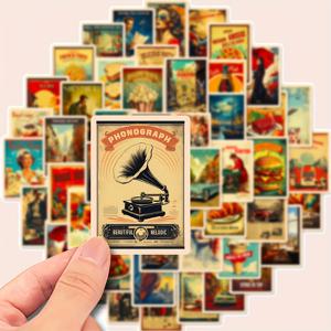 TEMU 50개 레트로 포스터 방수 스티커, 컴퓨터, 휴대폰, 노트북, 물컵, 헬멧, 기타, 수하물 장식용