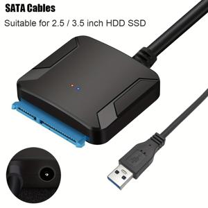 TEMU SATA to USB 3.0 어댑터 케이블, 6+2 핀 PCIe 커넥터, 2.5/3.5 인치 HDD/SSD용 USB 3.0 외장 하드 드라이브 컨버터, 빠른 데이터 전송, 2.5/3.5 인치 SSD/HDD와 호환