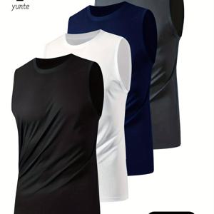 TEMU 4개 남성용 운동 탱크 탑 - 속건성 짐 운동 셔츠, 트레이닝, 러닝, 수영용 루즈핏 민소매 근육 티 - 가볍고 통기성 좋은 폴리에스터 셔츠