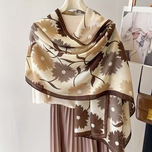 TEMU 여성을 위한 꽃무늬 가벼운 따뜻한 스카프, 대형 길이 다용도 패션 스카프, 바람과 태양으로부터 보호, 해변 투어와 해변용 수건으로도 좋습니다.